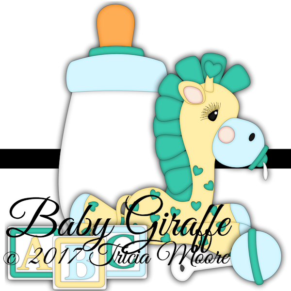 baby clipart giraffe bottle blocks pacifier digital paper piecing pattern cut file