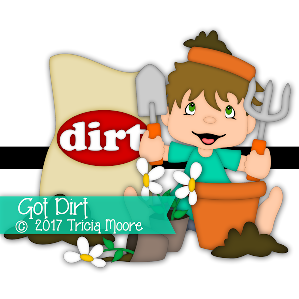 boy clipart digi stamp dirt planting flowers flower pot cut file digital