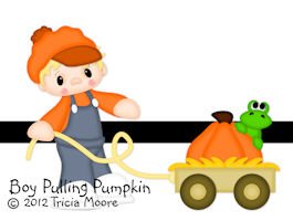 Boy Pulling Pumpkin